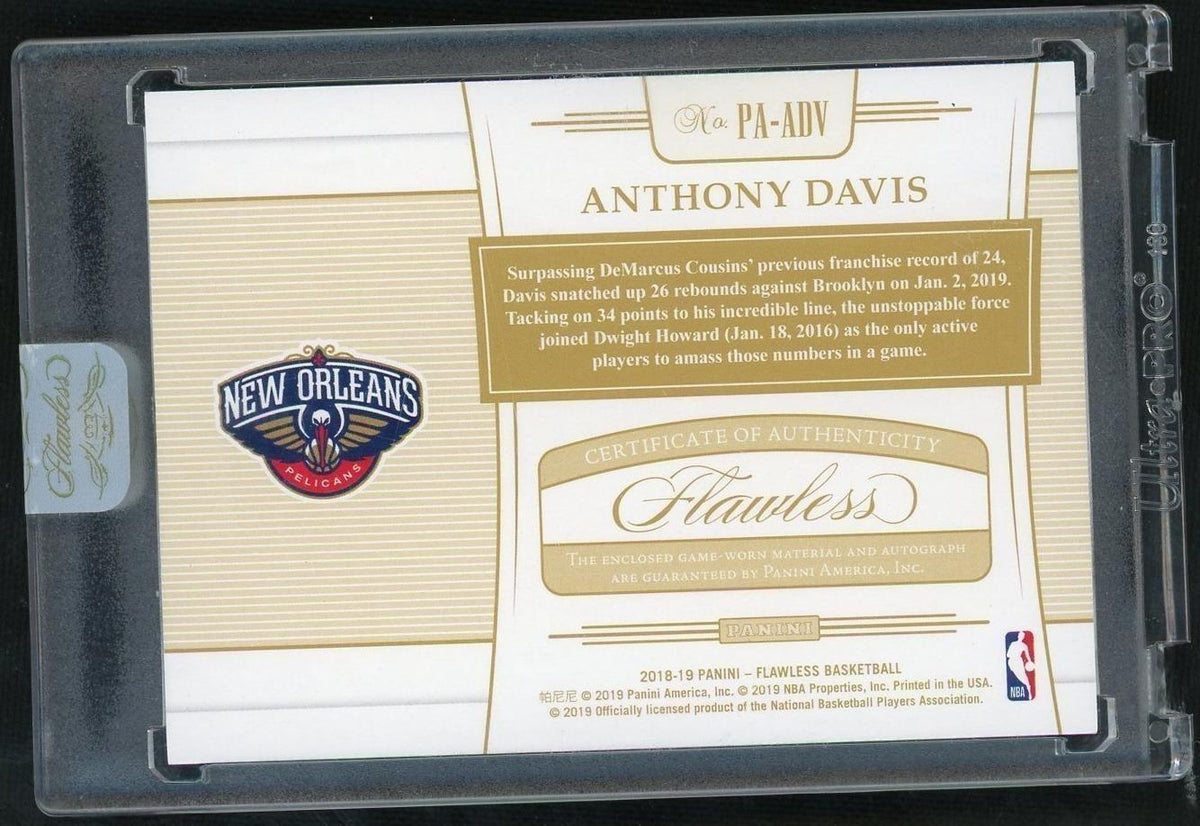 2018 Panini Flawless Anthony Davis Patch Autograph /25
