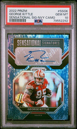 2022 PANINI PRIZM SENSATIONAL SIGNATURES SSGK GEORGE KITTLE NAVY CAMO PSA 10