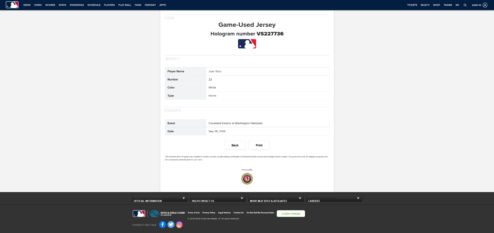 Juan Soto MLB Game Used World Series Season Jersey Career HR #50 3HR Nationals