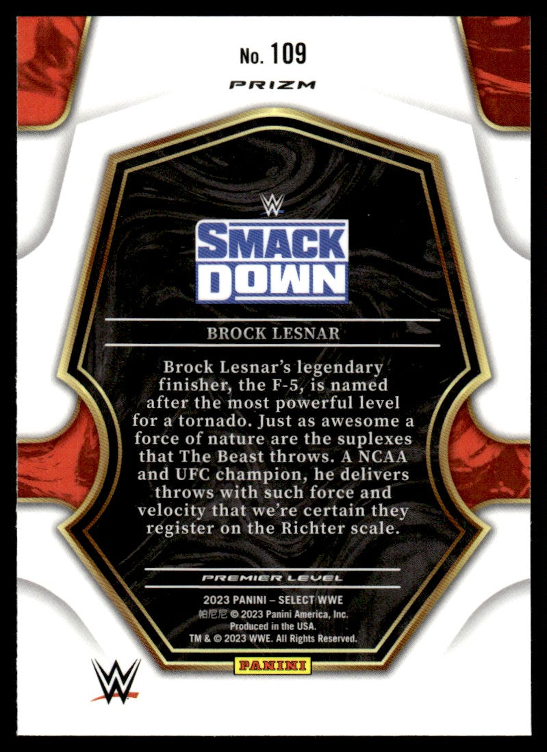 2023 Panini Select 109 Brock Lesnar Premier Level Prizm Smackdown
