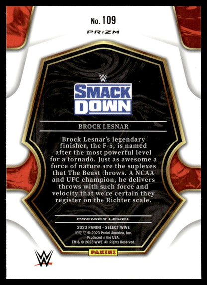 2023 Panini Select 109 Brock Lesnar Premier Level Prizm Smackdown