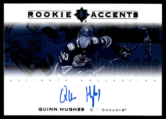 2019 Upper Deck Ultimate Collection Ra-Qh Quinn Hughes Rookie Accents Rookie 177 Canucks Auto