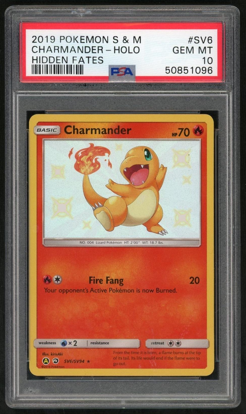 2019 Pokemon Sun And Moon Hidden Fates Shiny Vault Holo Charmander #Sv6 PSA 10