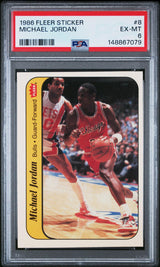 1986 Fleer Sticker Michael Jordan #8 Rookie PSA 6