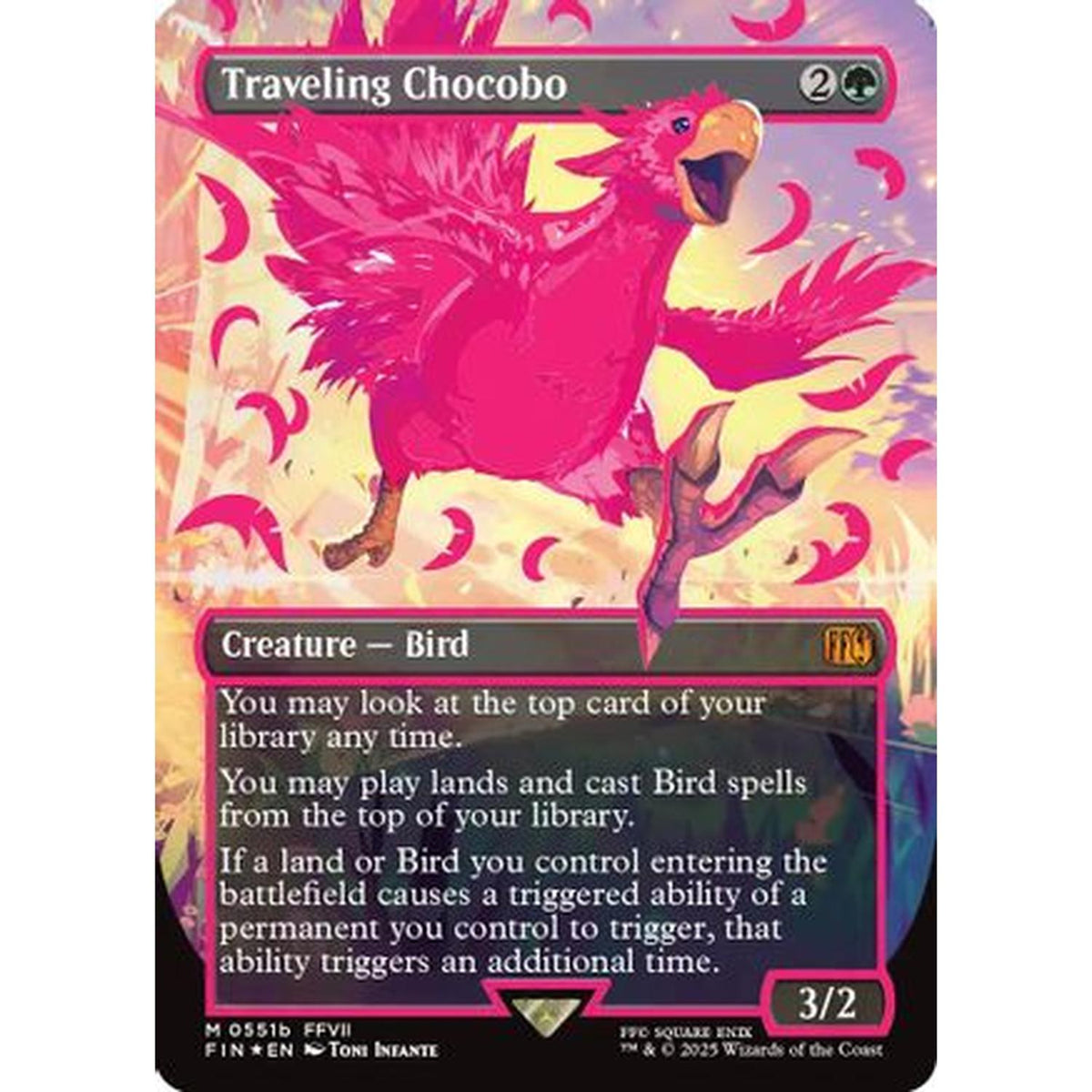 Traveling Chocobo (Borderless) (Neon Ink Pink) [Final Fantasy] Foil