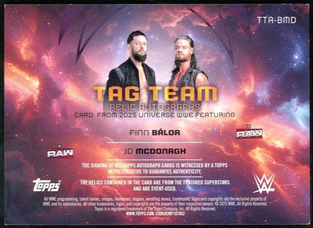 2025 Topps Universe Wwe Finn Balor & Jd Mcdonagh Tag Team Auto /25