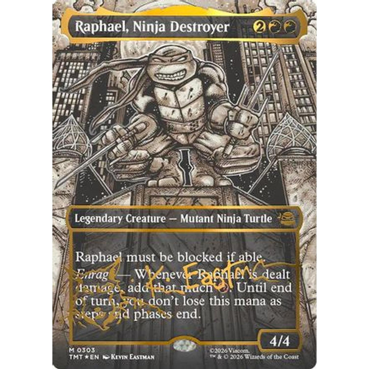 Raphael, Ninja Destroyer (Borderless) (Gold-Stamped Signature) [Teenage Mutant Ninja Turtles] Foil