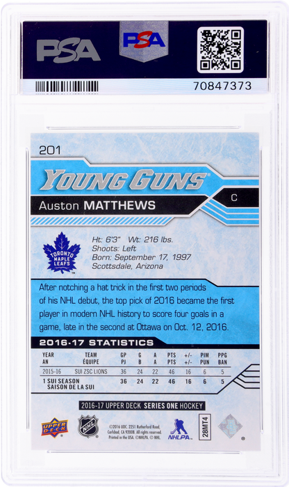2016 Upper Deck Young Guns Auston Matthews #201 PSA 9