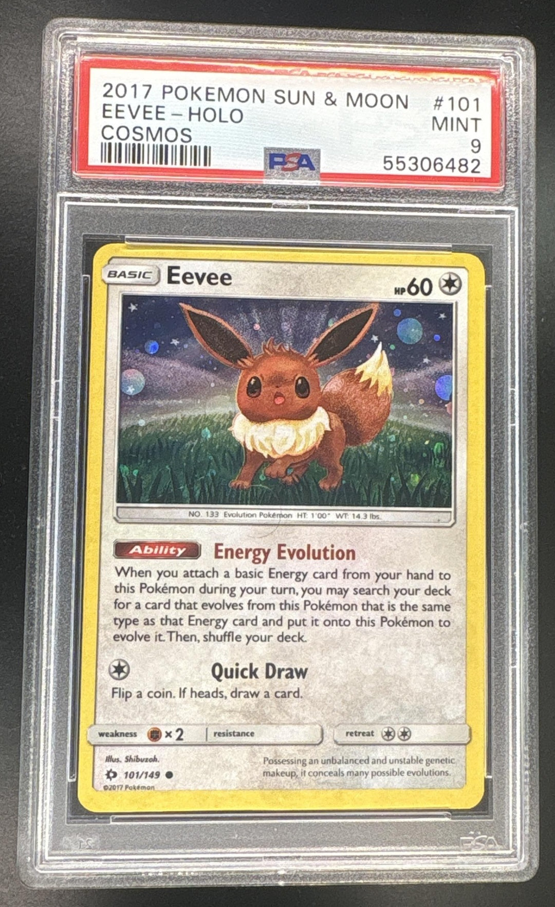 2017 Pokemon Sun & Moon Cosmos Eevee-Holo #101 PSA 9