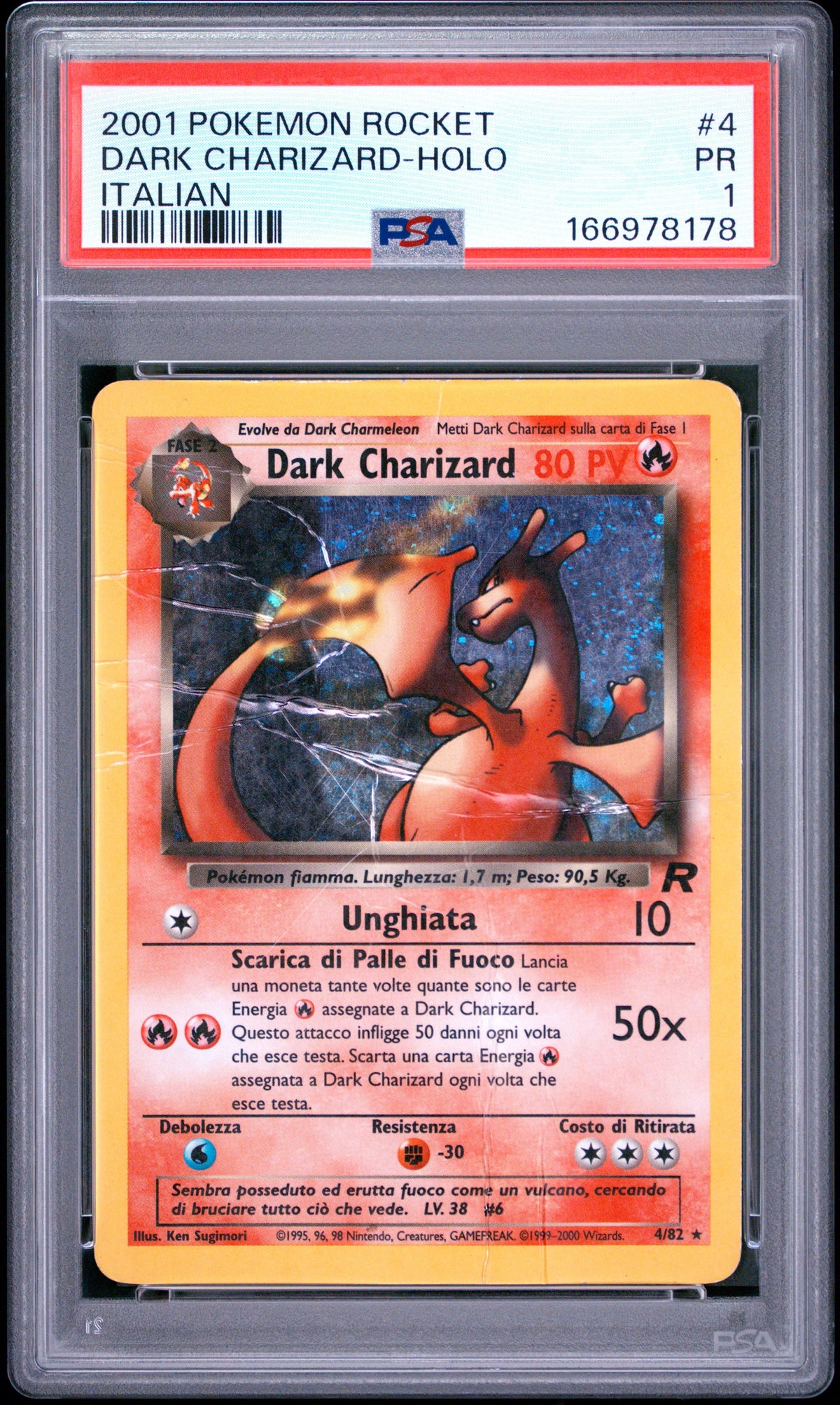 Dark Charizard Holo PSA 1 2001 Pokemon Italian Rocket #4 POP 13