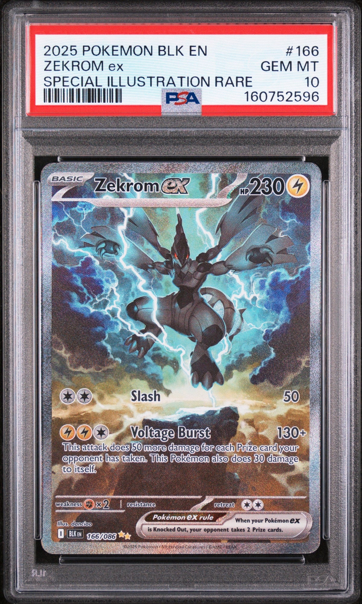 Zekrom Ex Special Illustration Rare PSA 10 2025 Pokemon En Black Bolt #166