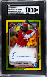 Elly De La Cruz 2024 Bowman Chrome Rookie Yellow Refractor Auto 11/75 SGC 10