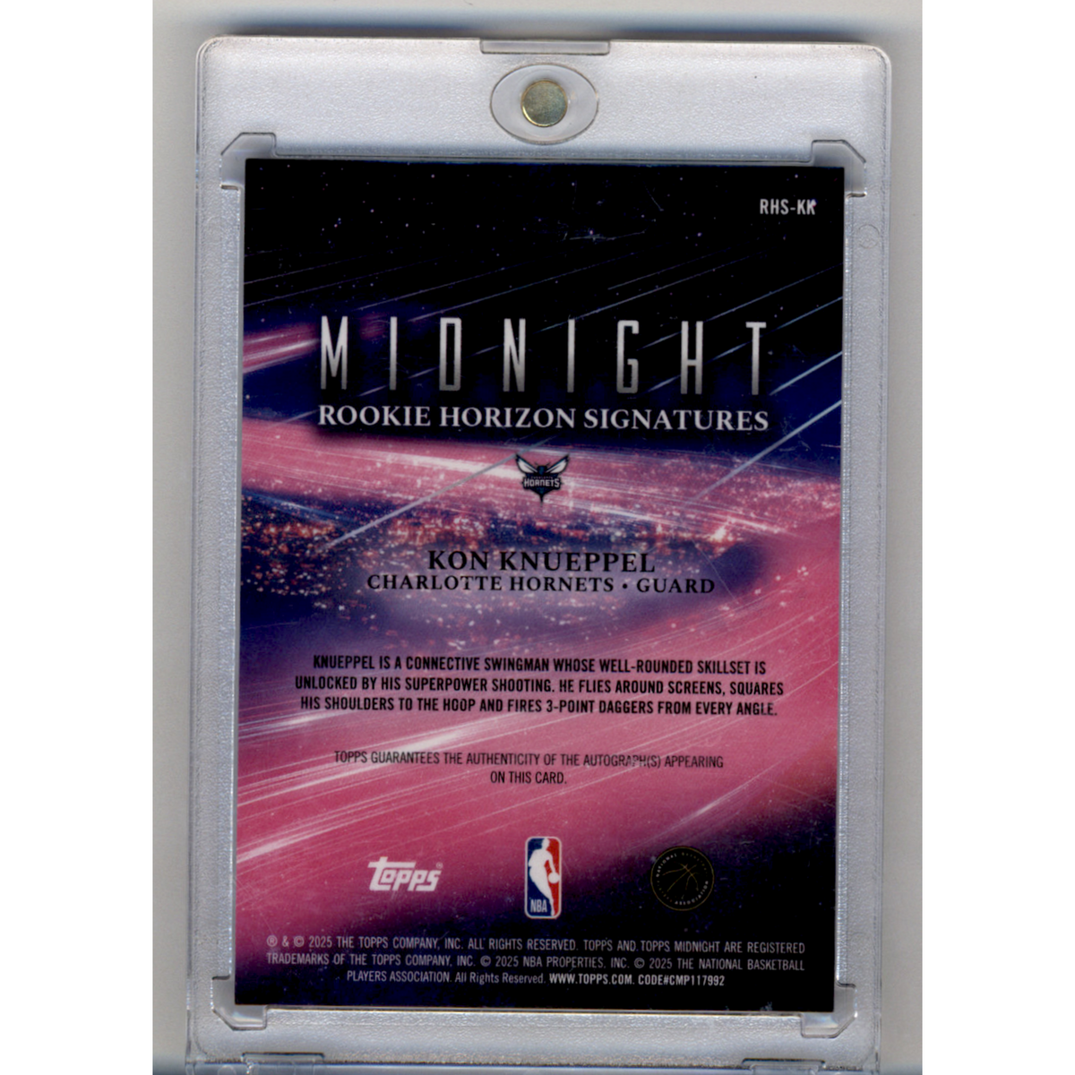 2025 Topps Midnight Rookie Horizon Signatures Kon Knueppel #Rhs-Kk /50