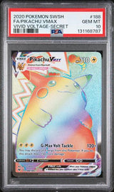 Fa/Pikachu Vmax 2020 Pokemon Sword & Shield Vivid Voltage Secret #188 PSA 10