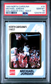 1989 COLLEGIATE COLLECTION NORTH CAROLINA 14 MICHAEL JORDAN GOLD PSA 10