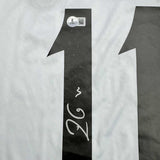Framed Autographed/Signed Rodrygo Silva de Goes 35x39 Real Madrid White Soccer Jersey Beckett BAS COA