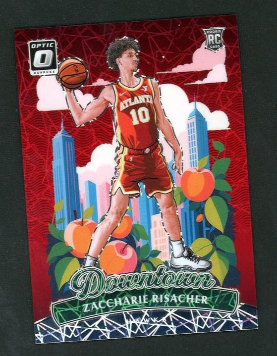 2023 Panini Donruss Optic 17 Zaccharie Risacher Downtown Prizm Rookie Vg Atlanta Hawks