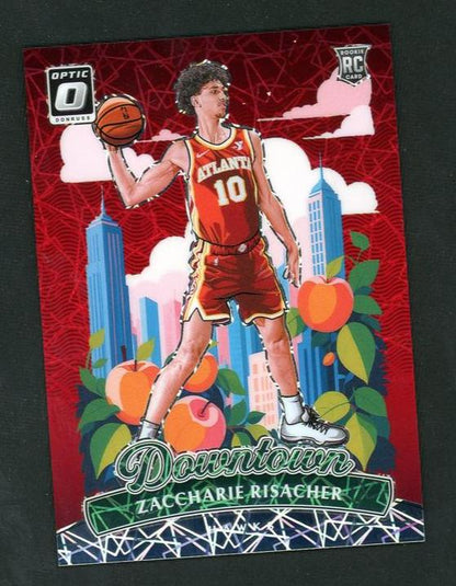 2023 Panini Donruss Optic 17 Zaccharie Risacher Downtown Prizm Rookie Vg Atlanta Hawks