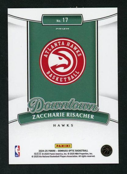 2023 Panini Donruss Optic 17 Zaccharie Risacher Downtown Prizm Rookie Vg Atlanta Hawks