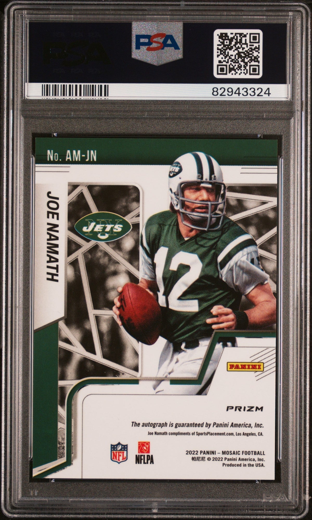 2022 Panini Mosaic Autographs Mosaic Red Joe Namath #Amjn PSA 10