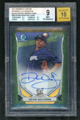 2014 Bowman Chrome Prospect Autographs Black Static Refractor Devin Williams #BCAPDWI /15 BGS 9
