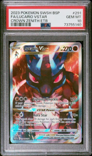 Lucario Vstar - Swsh291 - Crown Zenith - 2023 Pokemon - PSA 10
