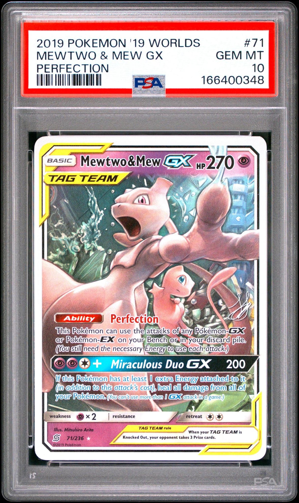 2019 Pokemon 2019 World Championships Deck - Perfection 71 Mewtwo & Mew Gx PSA 10