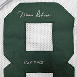 Framed Autographed/Signed Dave Robinson 35x39 HOF 13 Green Bay White Football Jersey JSA COA
