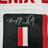 Framed Autographed/Signed Michael Penix Jr. 35x39 Atlanta White Football Jersey Beckett BAS COA