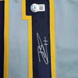 Framed Autographed/Signed Jackson Chourio 35x39 Milwaukee Grey Baseball Jersey Beckett BAS COA