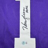 Framed Autographed/Signed Warren Moon HOF 06 35x36 Minnesota Purple Football Jersey Beckett BAS COA