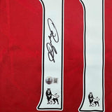 Framed Autographed/Signed Ryan Giggs 35x39 Manchester United Red Soccer Jersey Beckett BAS COA