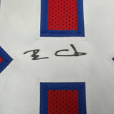 Framed Autographed/Signed Ben Coates 35x39 New England Red Football Jersey JSA COA