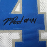 Framed Autographed/Signed Malcolm Rodriguez 35x39 Detroit White Football Jersey Beckett BAS COA