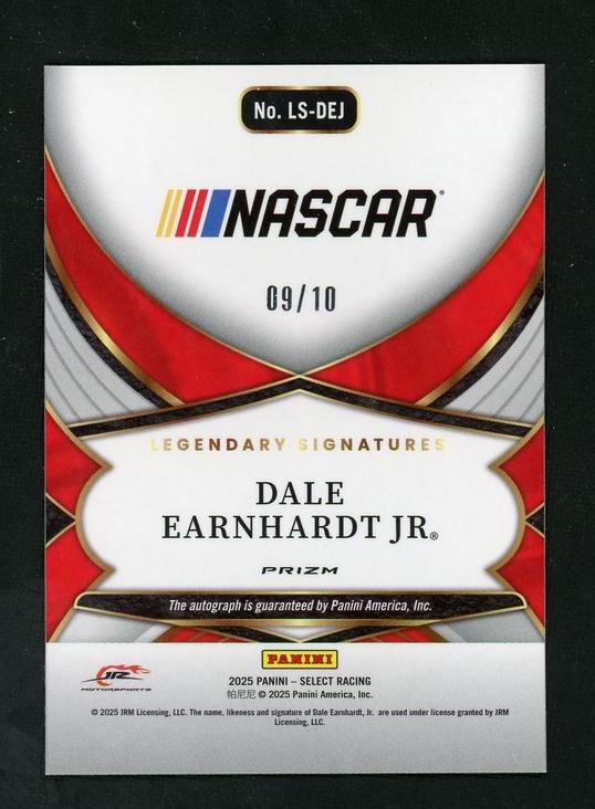 2023 Panini Select Ls-Dej Dale Earnhardt Jr. Legendary Signatures Prizm /10 Vg Auto