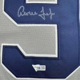 Framed Autographed/Signed Aaron Judge 35x39 New York Yankees Authentic Majestic Grey Baseball Jersey Fanatics COA