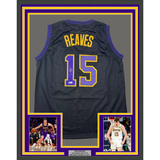 Framed Autographed/Signed Austin Reaves 35x39 Los Angeles LA Black City Edition Basketball Jersey Beckett BAS COA