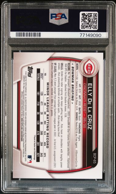 Elly De La Cruz 2023 Bowman Chrome Prospects Green Grass Refractor #'D 45/99 PSA 10