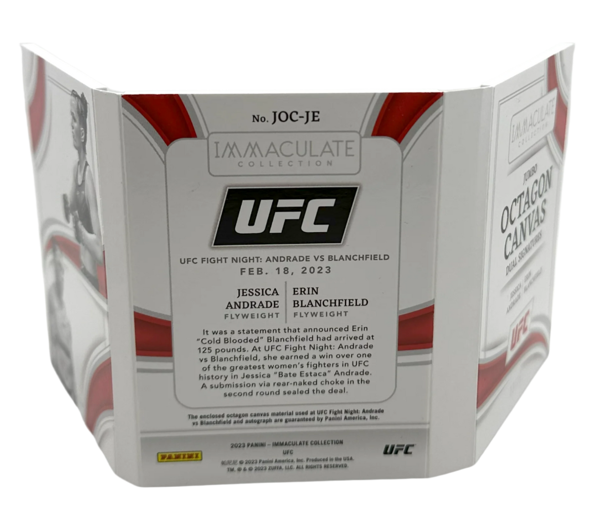 2023 Panini Immaculate UFC - Erin Blanchfield & Jessica Andrade Joc-Je - Jumbo Octagon Dual Booklet Auto /25