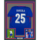 Framed Autographed/Signed Bradley Barcola 35x39 France French National Team Blue Soccer Jersey Beckett BAS COA