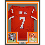Framed Autographed/Signed Bucky Irving 35x39 Tampa Bay Orange Creamsicle Retro Throwback Football Jersey Beckett BAS COA