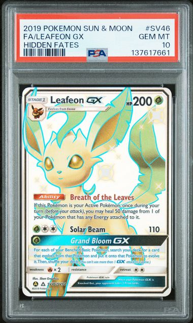 Leafeon Gx Sv46/Sv94 - Sun & Moon Hidden Fates - 2019 Pokemon - PSA 10