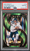 Graded 2024 Panini Select Caleb Williams #114 Neon Green Shock /499 Rookie RC Football Card PSA 10 Gem Mint