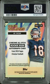 Graded 2024 Topps Chrome Caleb Williams #RRACW 75/75 All Etch Rookie Rush Yellow Refractor Rookie RC Football Card PSA 10 Auto Gem Mint