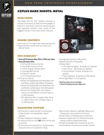 Cryptozoic Entertainment - 2024 Czplus Dark Nights Metal Trading Cards