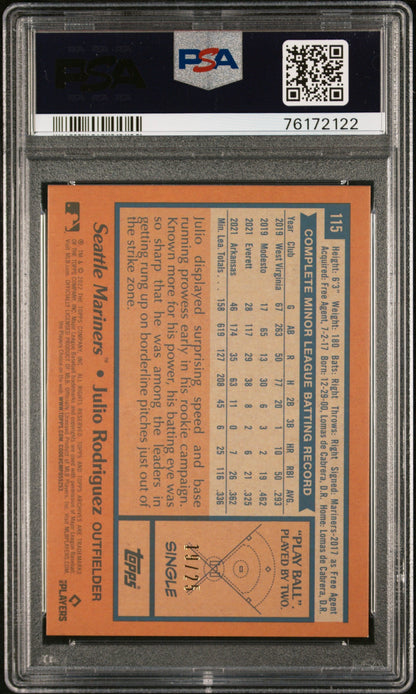 2022 Topps Archives Julio Rodriguez Rc Blue Foil 19/25 PSA 9