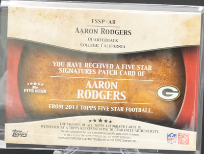 2011 Five Star Football - Aaron Rodgers Fssp-Ar - Autograph Patch /70