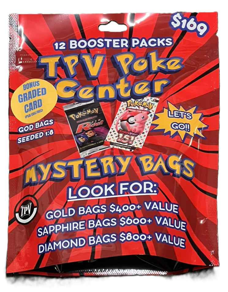Pokemon $169 Mystery Bag By Tpv Poke - Includes 12 Packs Plus 1 Graded Slab