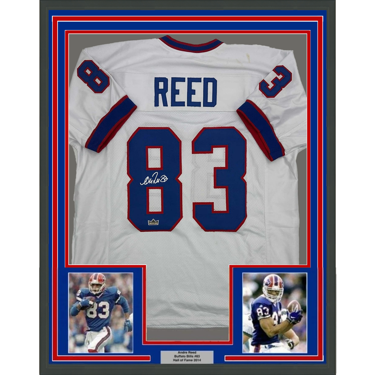 Framed Facsimile Autographed Andre Reed 35x39 Buffalo White Reprint Laser Auto Football Jersey