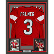 Framed Facsimile Autographed Carson Palmer 35x39 Arizona Red Reprint Laser Auto Football Jersey